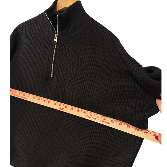 Jenni Kayne XXL 100% Cashmere Half Zip Fisherman Sweater $495 Ribbed Black - Picture 7 of 11